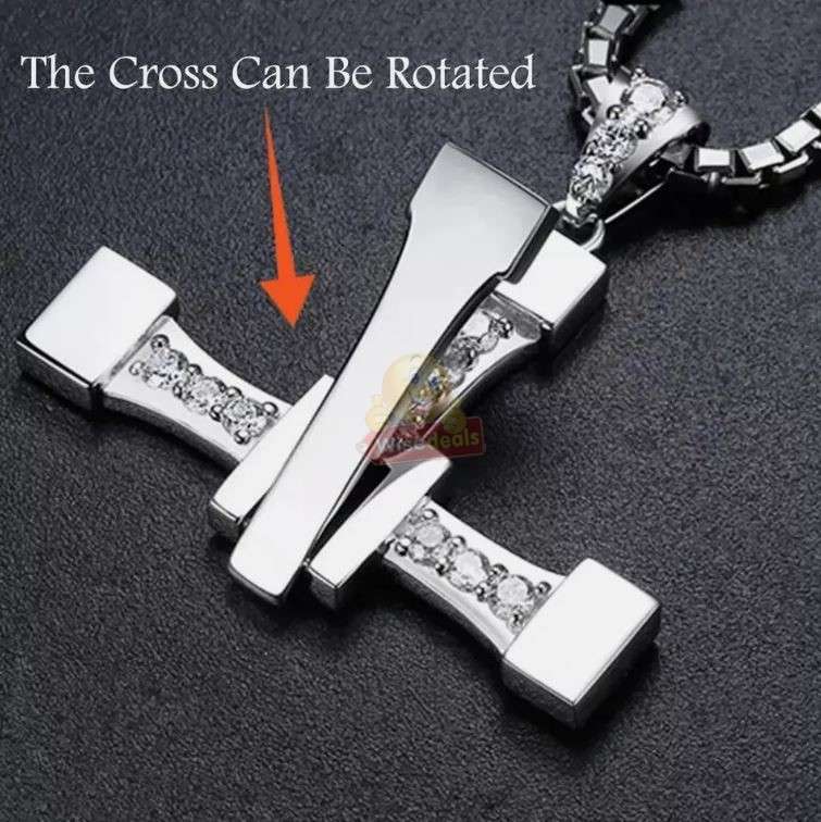 Rhinestone classic silver or gold cross pendant necklace