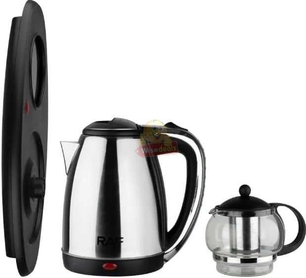 2 Piece RAF Cordless Kettle and Tea Pot with Electric Tray