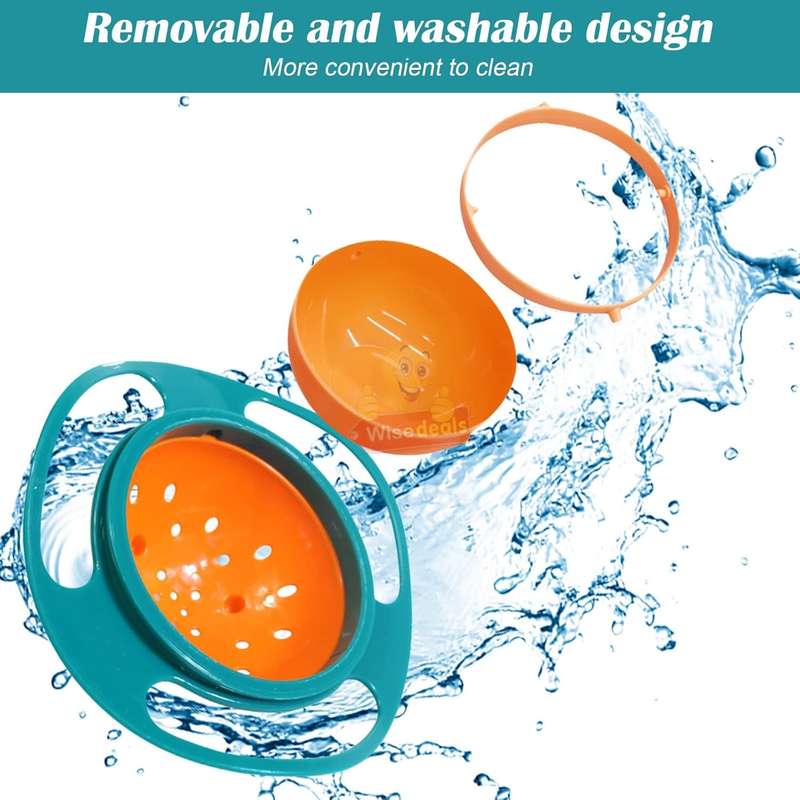 Non-spill Feeding 360° Rotating Gyro Bowl