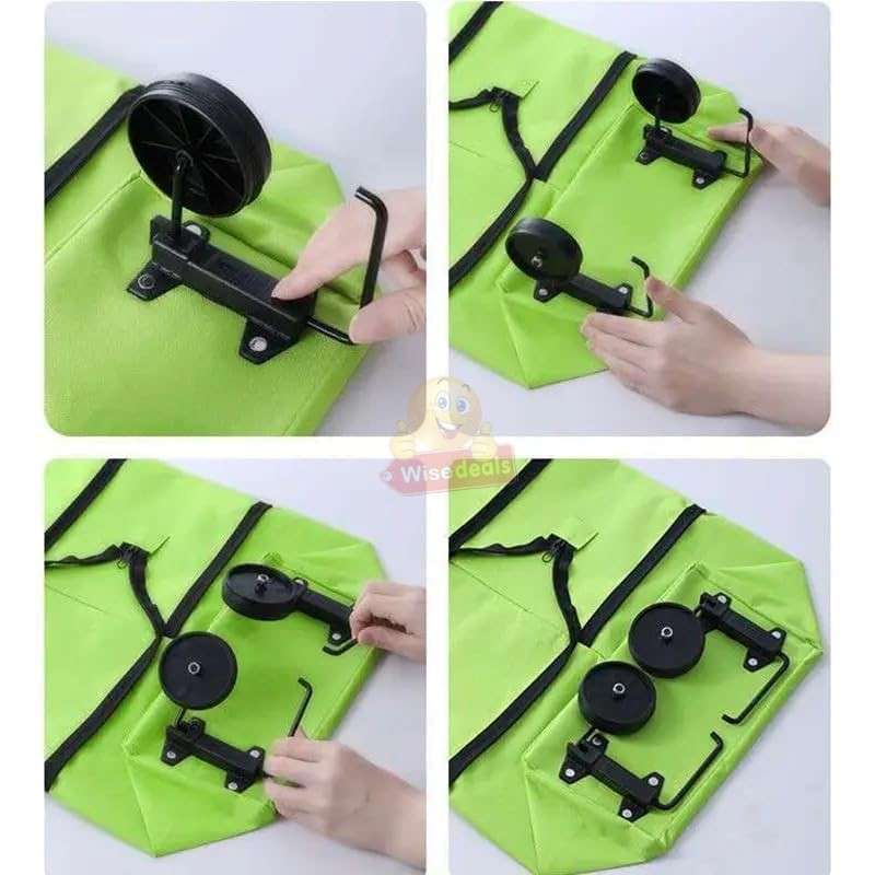 2 in 1 Shopping Shoulder or Trolley Bag with Wheels Durable Waterproof Material