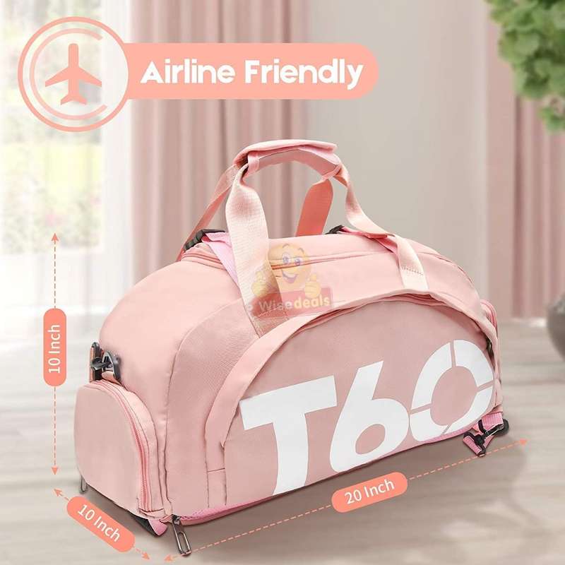 Lightweight Gym Bag with Shoulder Strap in Pink Only