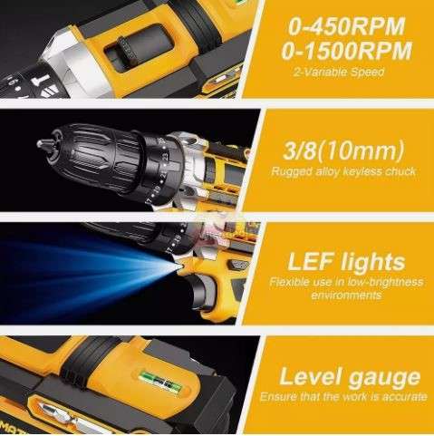 Powerful Cordless Drill with 2 X 48V Lithium Batteries and Accessories in a handy Carry Case