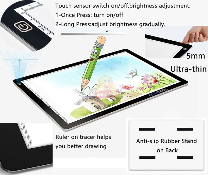 Large 2500mAh Lithium Battery LED Brightpad with scale