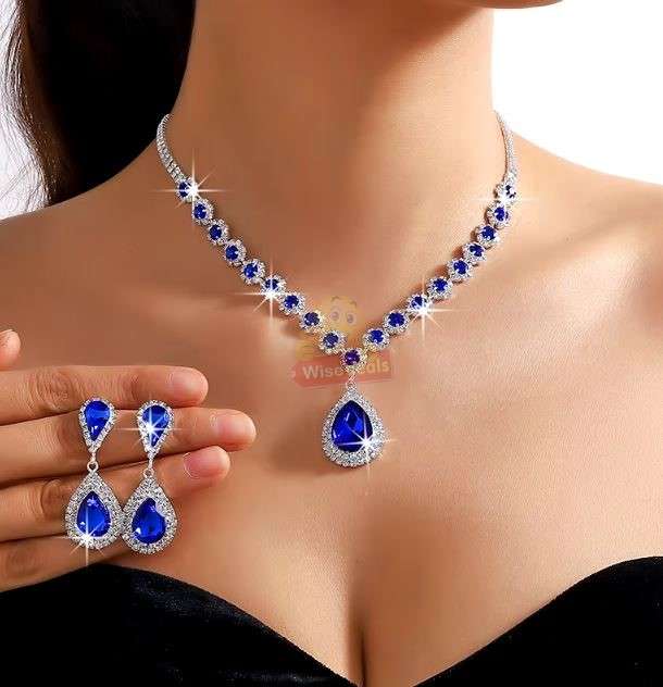 Blue Crystal 3-in-1 Jewellery Set in Complimentary Gift Box