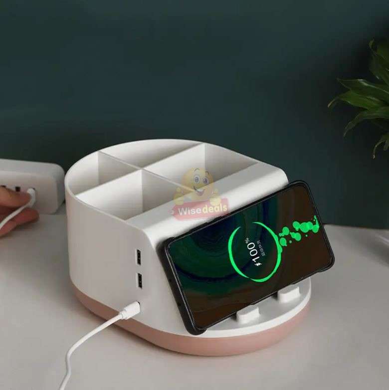 Multifunctional Wireless Charger Storage Box Desktop Organizer