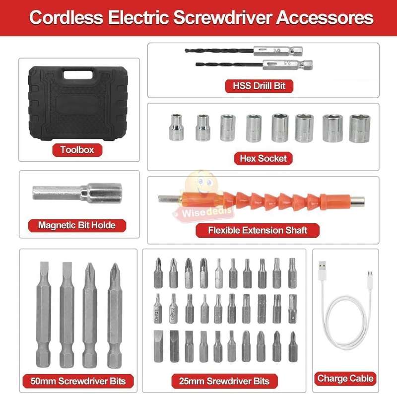 Cordless USB Charging Mini Rechargeable Electric Screwdriver Drill LED Light