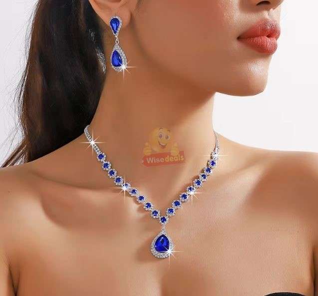 Blue Crystal 3-in-1 Jewellery Set in Complimentary Gift Box