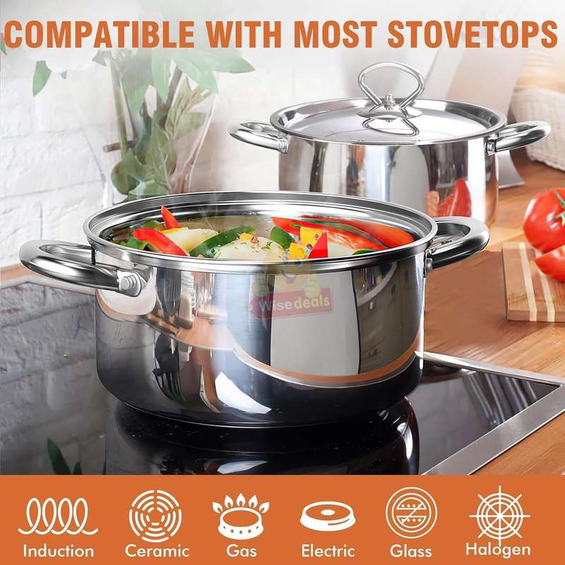 15 Piece Stainless Steel Mirror Polished Cookware set