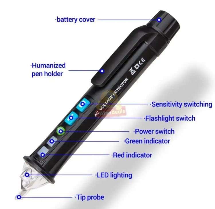Multi-Function 12V / 48V -1000V Pen Style Non-Contact AC Voltage Detector