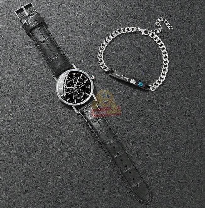 Geneva Mens Quartz Watch and Bracelet Set in Gift Box