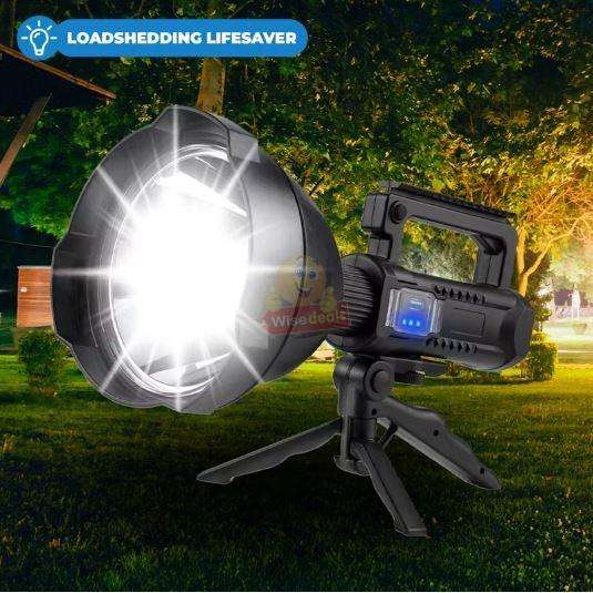 Super Far Distance Large LED Search and Flash Light and Tripod, USB Interface, Mobile Power Bank
