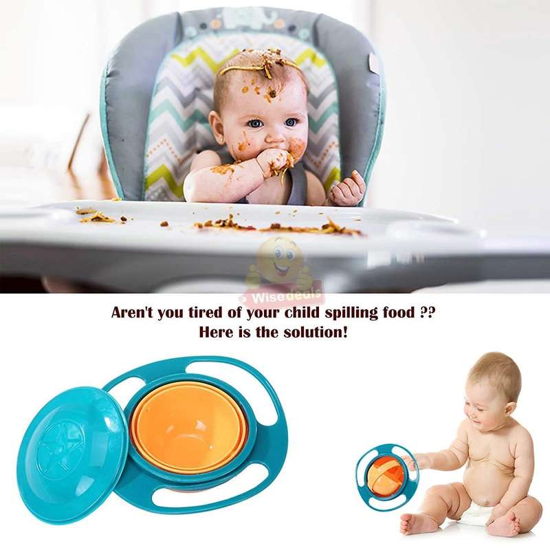 Non-spill Feeding 360° Rotating Gyro Bowl