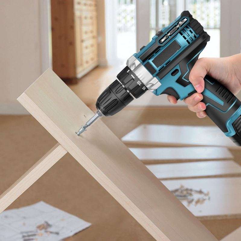 Cordless Rechargeable Drill Kit Set with 2 X 18V Lithium Batteries and Accessories - START R1 ONLY