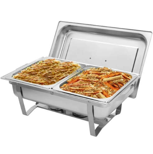 Double chafing stainless steel dish
