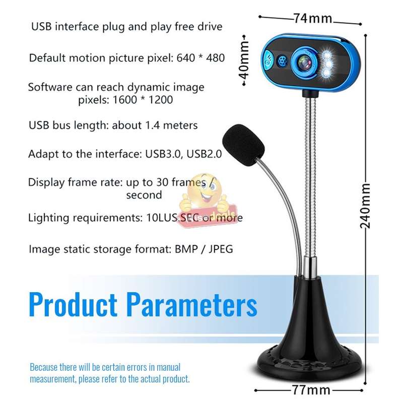 Full HD Multifunction Night Vision USB Autofocus Webcam with Microphone