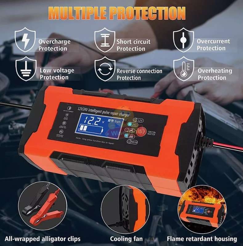 12V 10A -24V 5A Intelligent Pulse Repair LCD Display Battery Charger