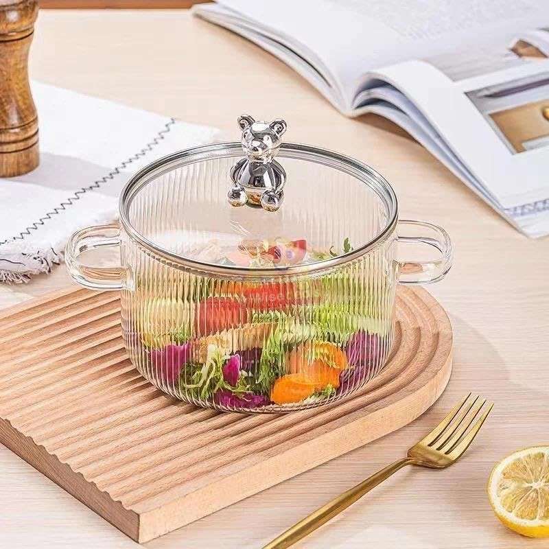 From Stovetop to Tabletop Super Cute Bear High Borosilicate Glass Pot