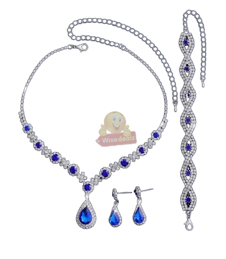 Blue Crystal 3-in-1 Jewellery Set in Complimentary Gift Box