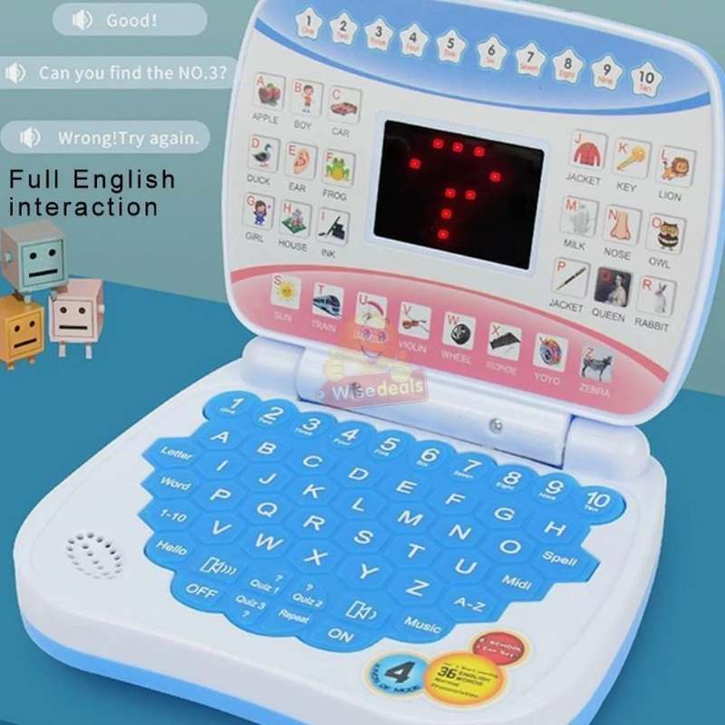 Childrens Educational Study Game Computer in Blue and Pink