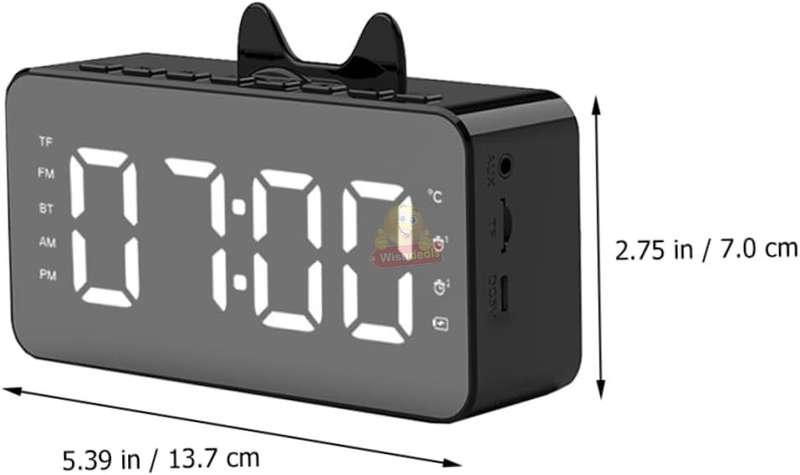 Bluetooth Speaker LCD Alarm Clock in Pink or White