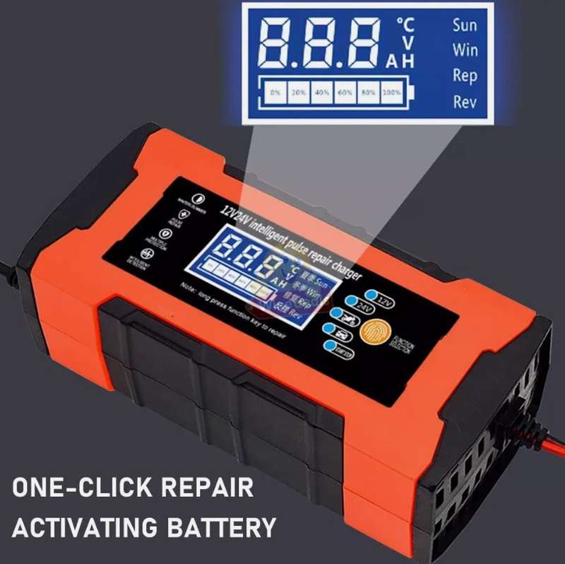 12V 10A -24V 5A Intelligent Pulse Repair LCD Display Battery Charger