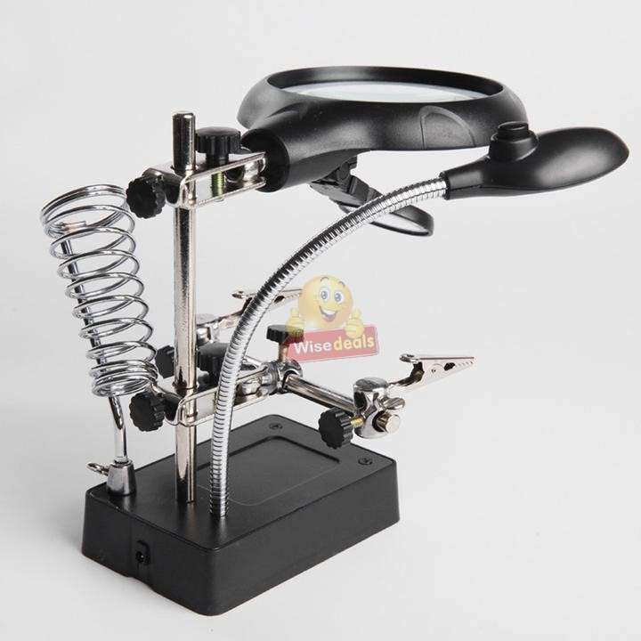 5 LED Auxiliary Clip Magnifier Soldering Stand with AC/DC Interchangeable
