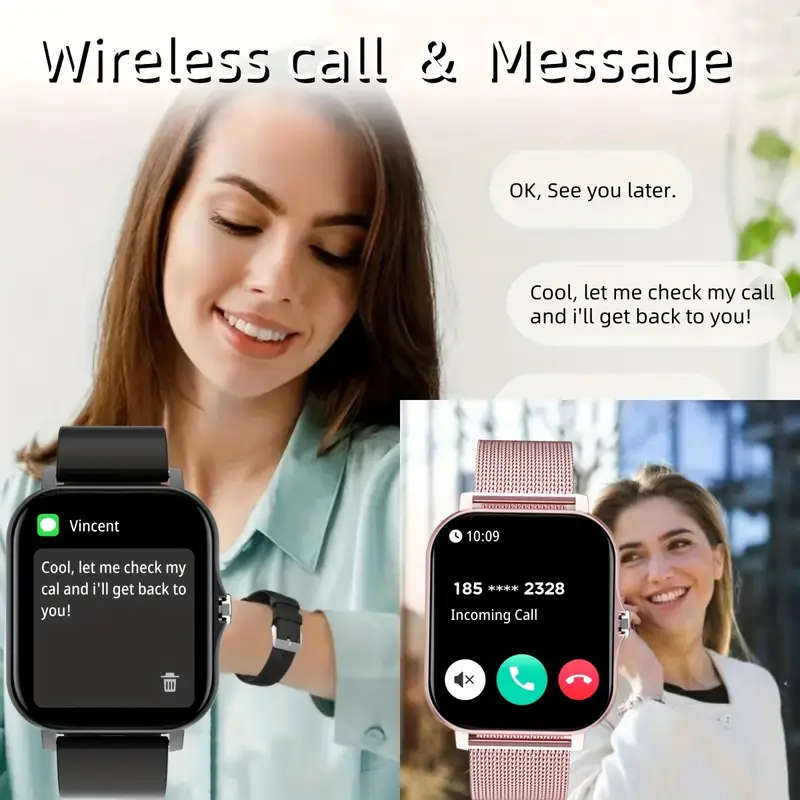 Silver 1.81" Smart Watch, High Definition Touchscreen, Vibrate, Audio, Bluetooth, Heart sensor