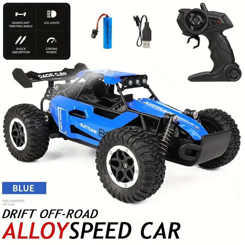 Brand New! 2.4Ghz Remote Control Car, 20KM/H Speed, Rechargeable, Big Rubber Tires, Blue Color
