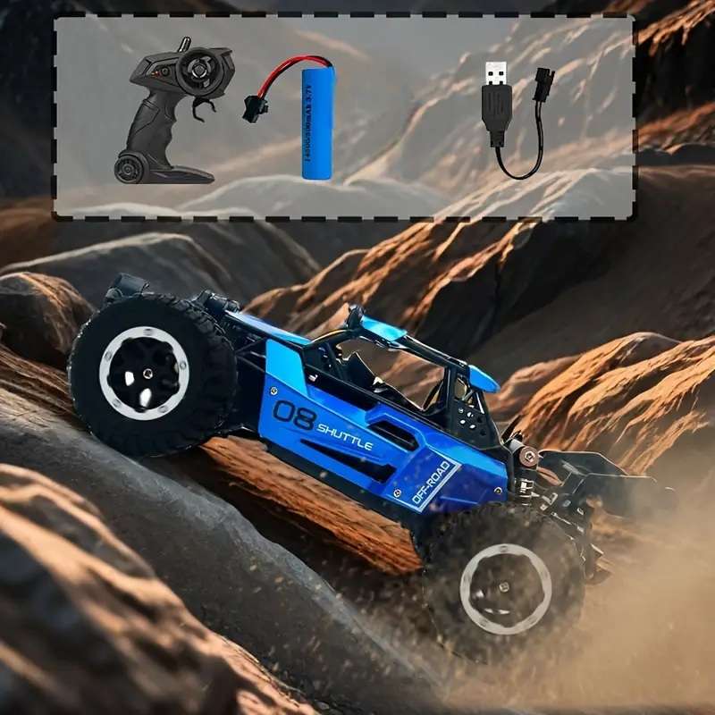 Brand New! 2.4Ghz Remote Control Car, 20KM/H Speed, Rechargeable, Big Rubber Tires, Blue Color