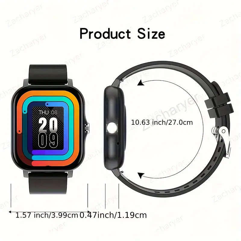 Black 1.81" Smart Watch, Touchscreen&Vibrate High Definition screen, Audio, Bluetooth, Heart sensor