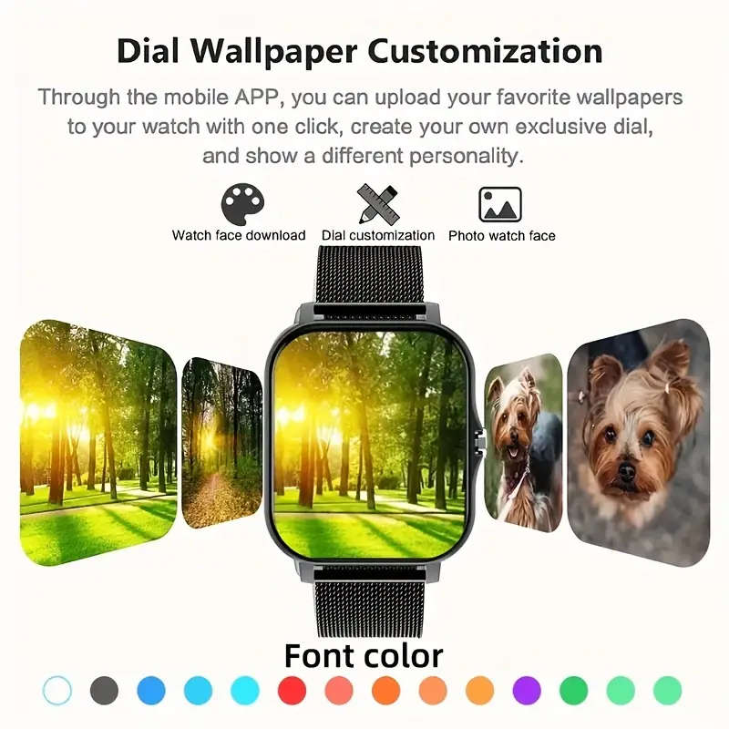 Silver 1.81" Smart Watch, High Definition Touchscreen, Vibrate, Audio, Bluetooth, Heart sensor