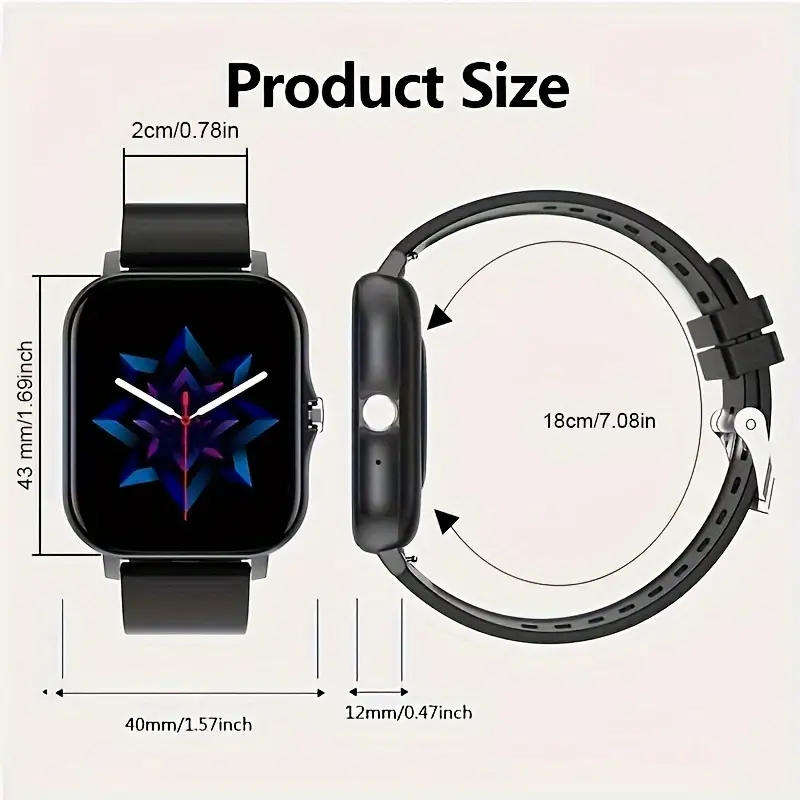 Pink 1.81" Smart Watch, High Definition Touchscreen, Vibrate, Audio, Bluetooth, Heart sensor