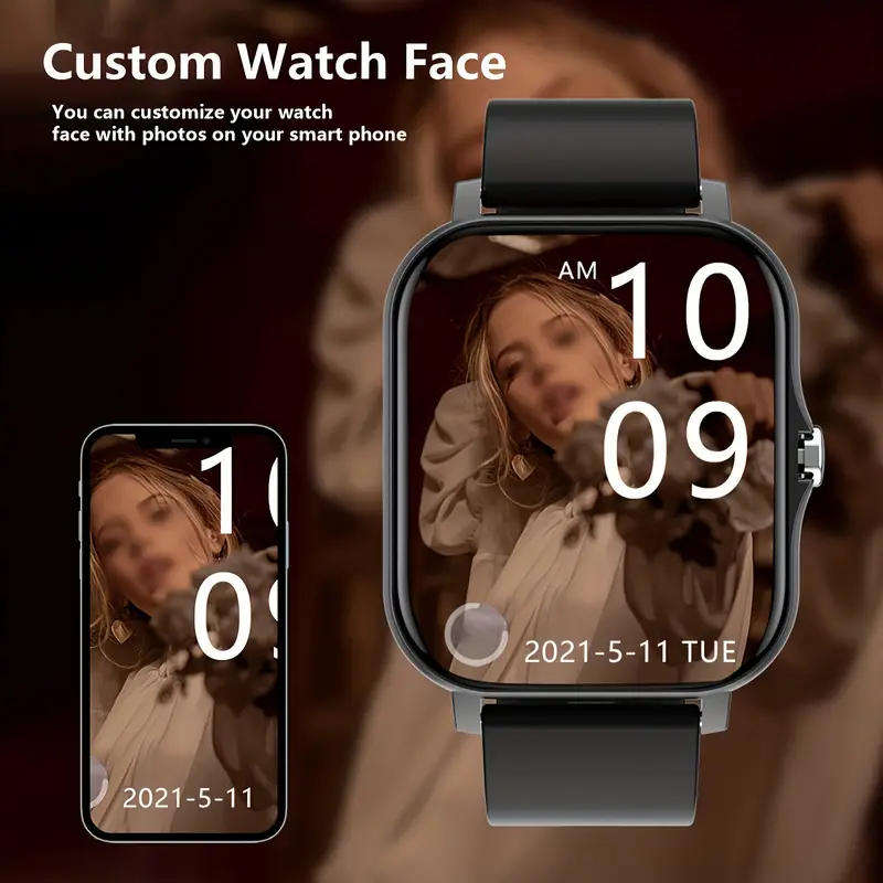 Pink 1.81" Smart Watch, High Definition Touchscreen, Vibrate, Audio, Bluetooth, Heart sensor