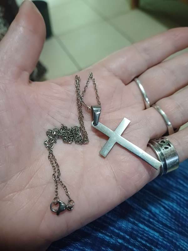 Titanium cross necklace on 50cm cable chain..cross 40x24mm