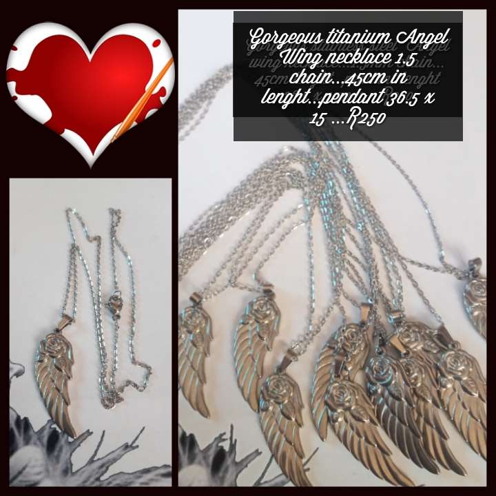 Titanium angel wing necklace..high quality won't fade or tarnish