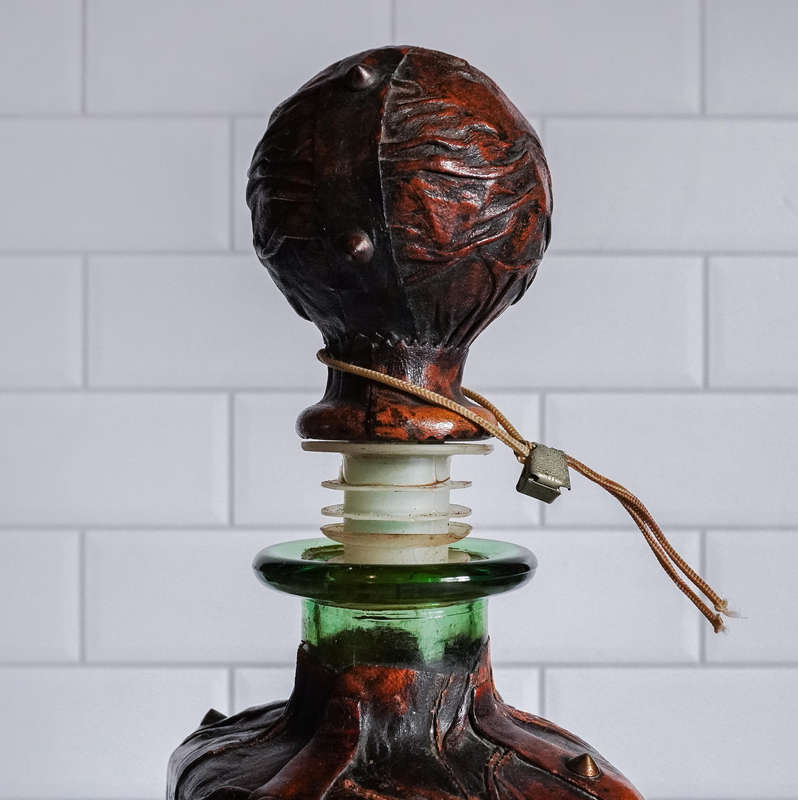 Vintage Italian "Vera Pelle" Leather-Wrapped Decorative Decanter (Unique Bar Collectible)
