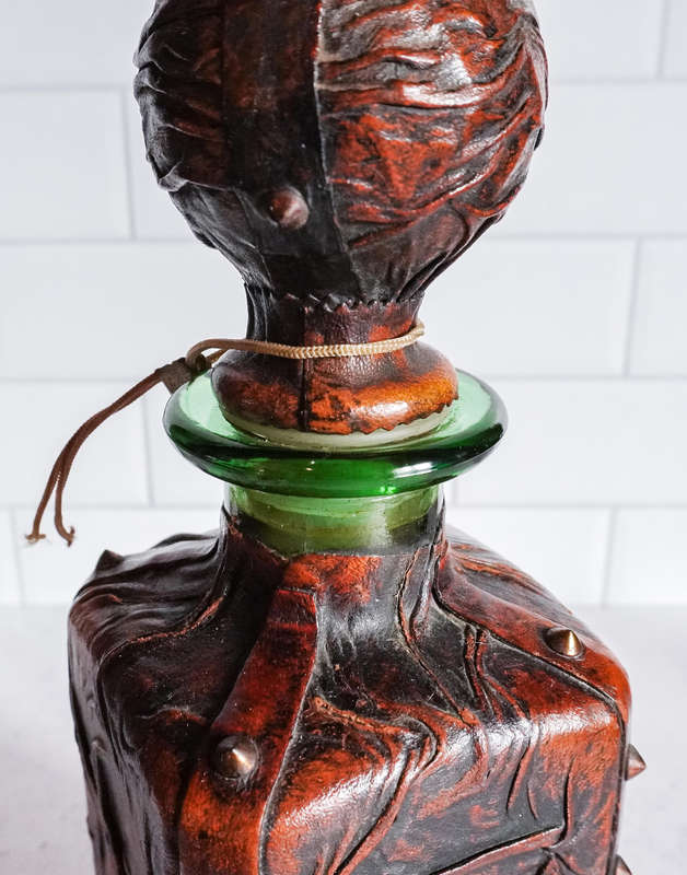 Vintage Italian "Vera Pelle" Leather-Wrapped Decorative Decanter (Unique Bar Collectible)