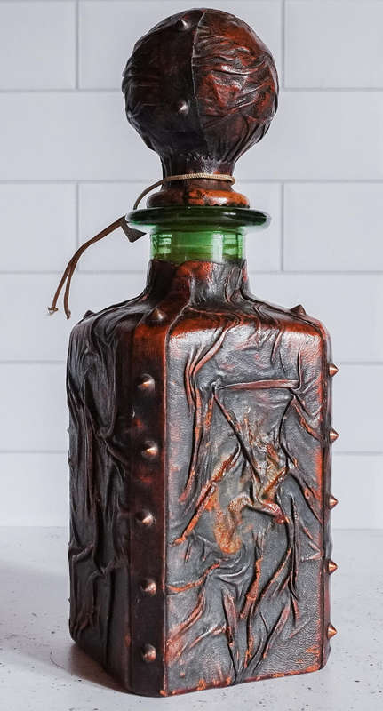Vintage Italian "Vera Pelle" Leather-Wrapped Decorative Decanter (Unique Bar Collectible)