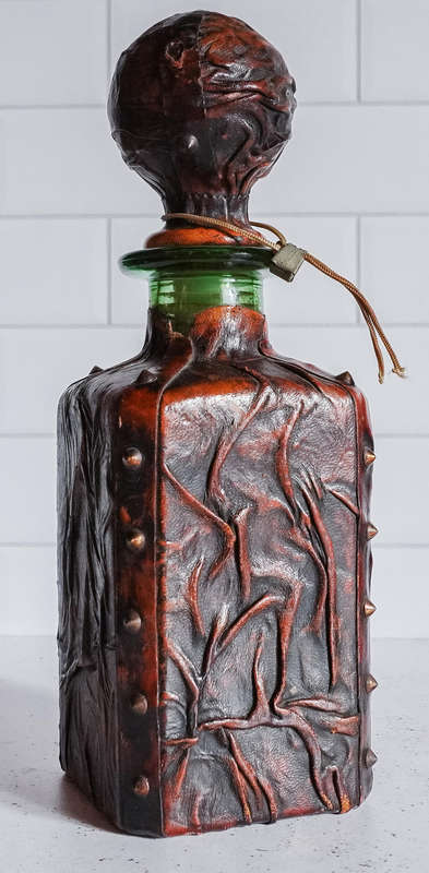 Vintage Italian "Vera Pelle" Leather-Wrapped Decorative Decanter (Unique Bar Collectible)