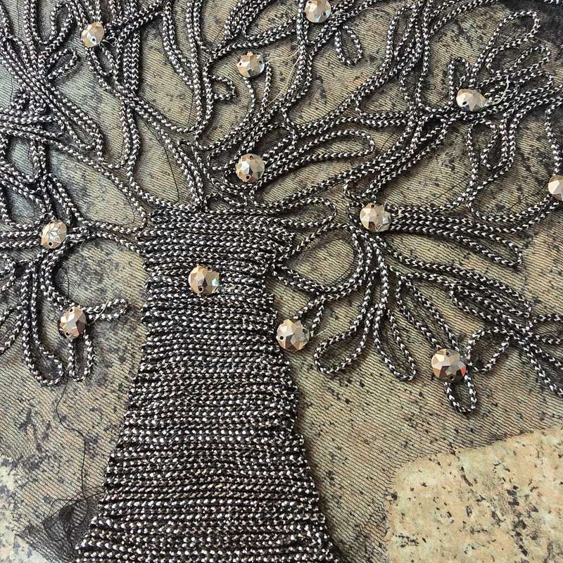 Black & Silver Baobab Tree/Tree of Life - Sewing Craft Applique Embellishment