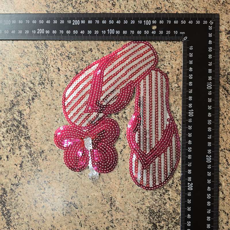 Pink & Silver Flip Flops - Sewing Craft Applique Embellishment