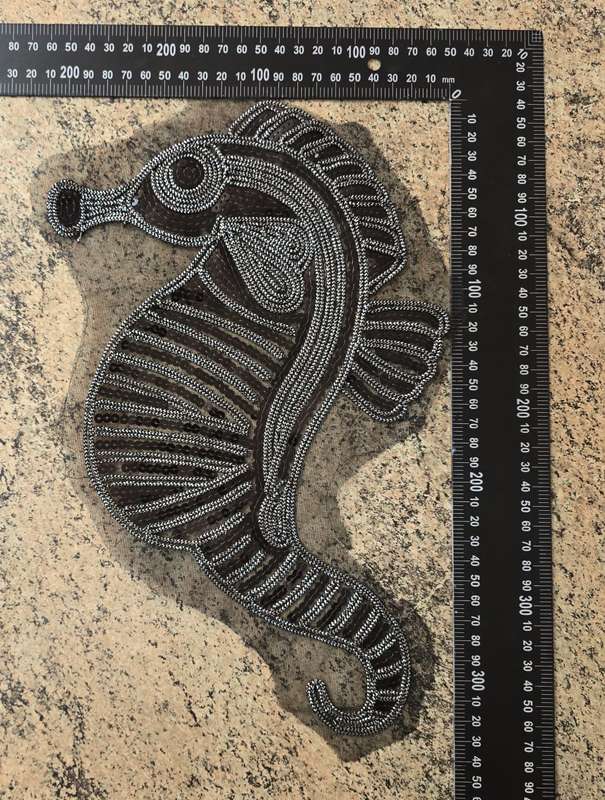 Black & Silver Sea Horse - Sewing Craft Applique Embellishment