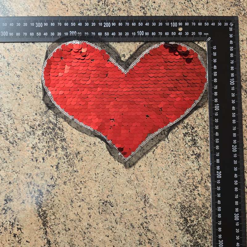 Red Sequin Heart - Sewing Craft Applique Embellishment