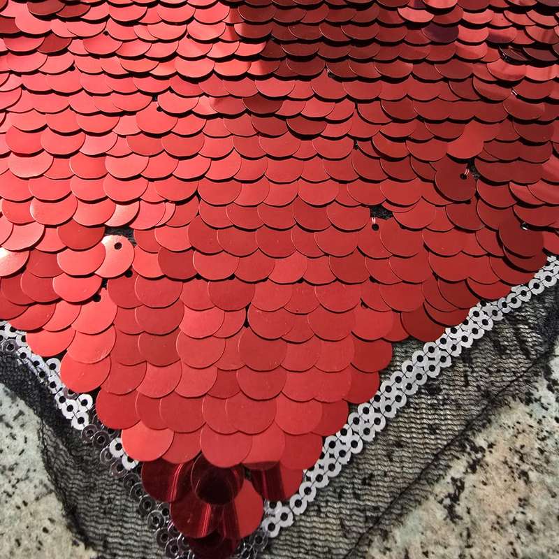 Red Sequin Heart - Sewing Craft Applique Embellishment