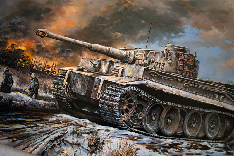 TIGER HOLDING THE NARVA LINE - Original Oil Painting incl. a FREE signed Otto Carius KC Holder print