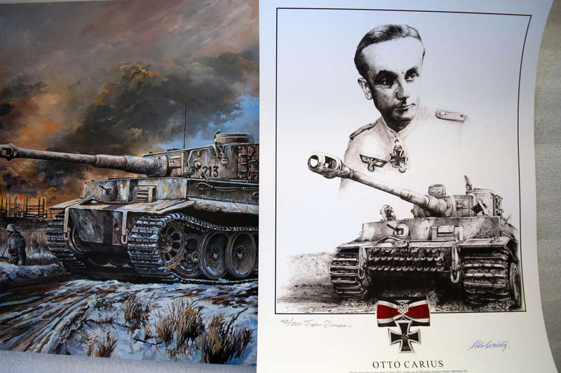 TIGER HOLDING THE NARVA LINE - Original Oil Painting incl. a FREE signed Otto Carius KC Holder print