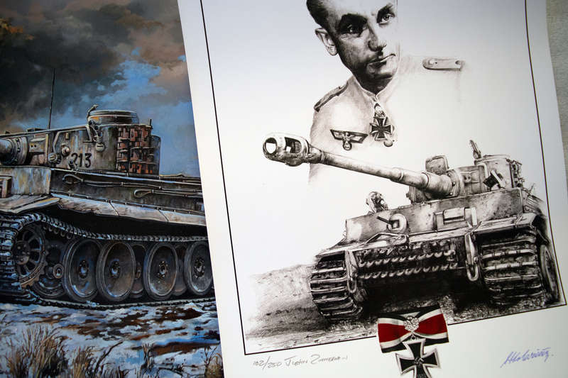 TIGER HOLDING THE NARVA LINE - Original Oil Painting incl. a FREE signed Otto Carius KC Holder print