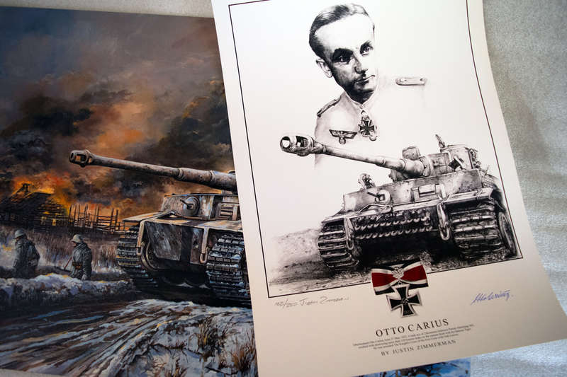 TIGER HOLDING THE NARVA LINE - Original Oil Painting incl. a FREE signed Otto Carius KC Holder print