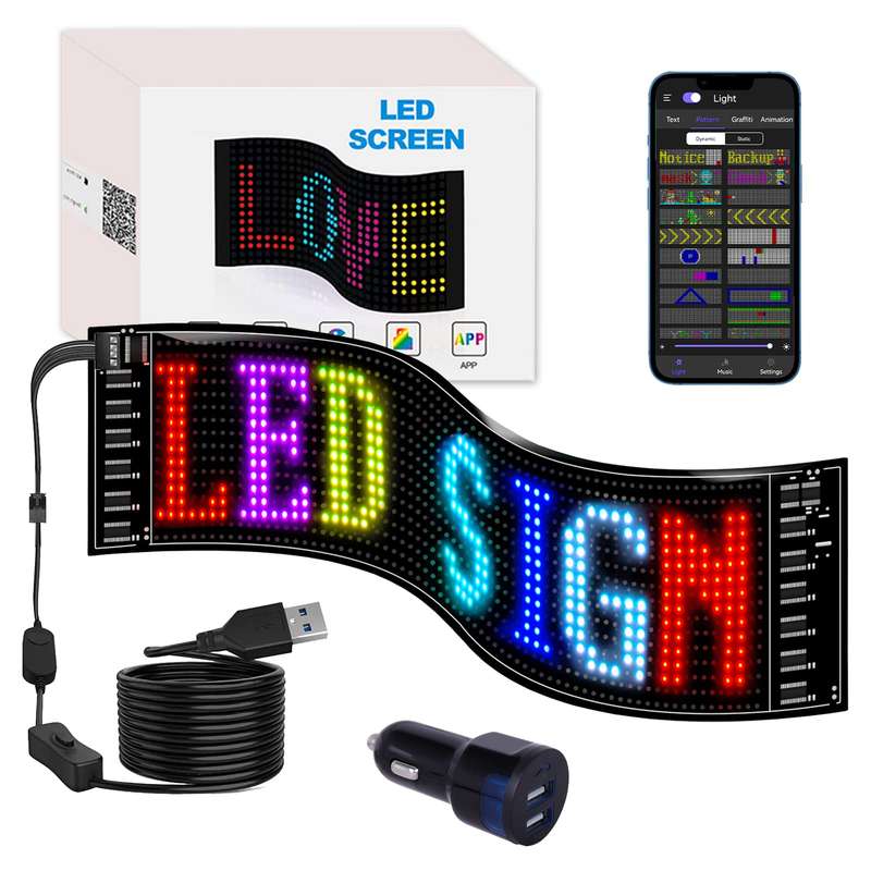 Flexible Colourful LED Matrix Panel App  16 x 32 Pixels - Customize Your Car to Look Cool