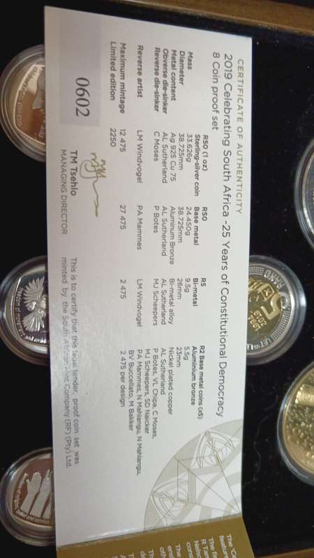 2019 25 years of Constitutional Democracy 8 coin proof set